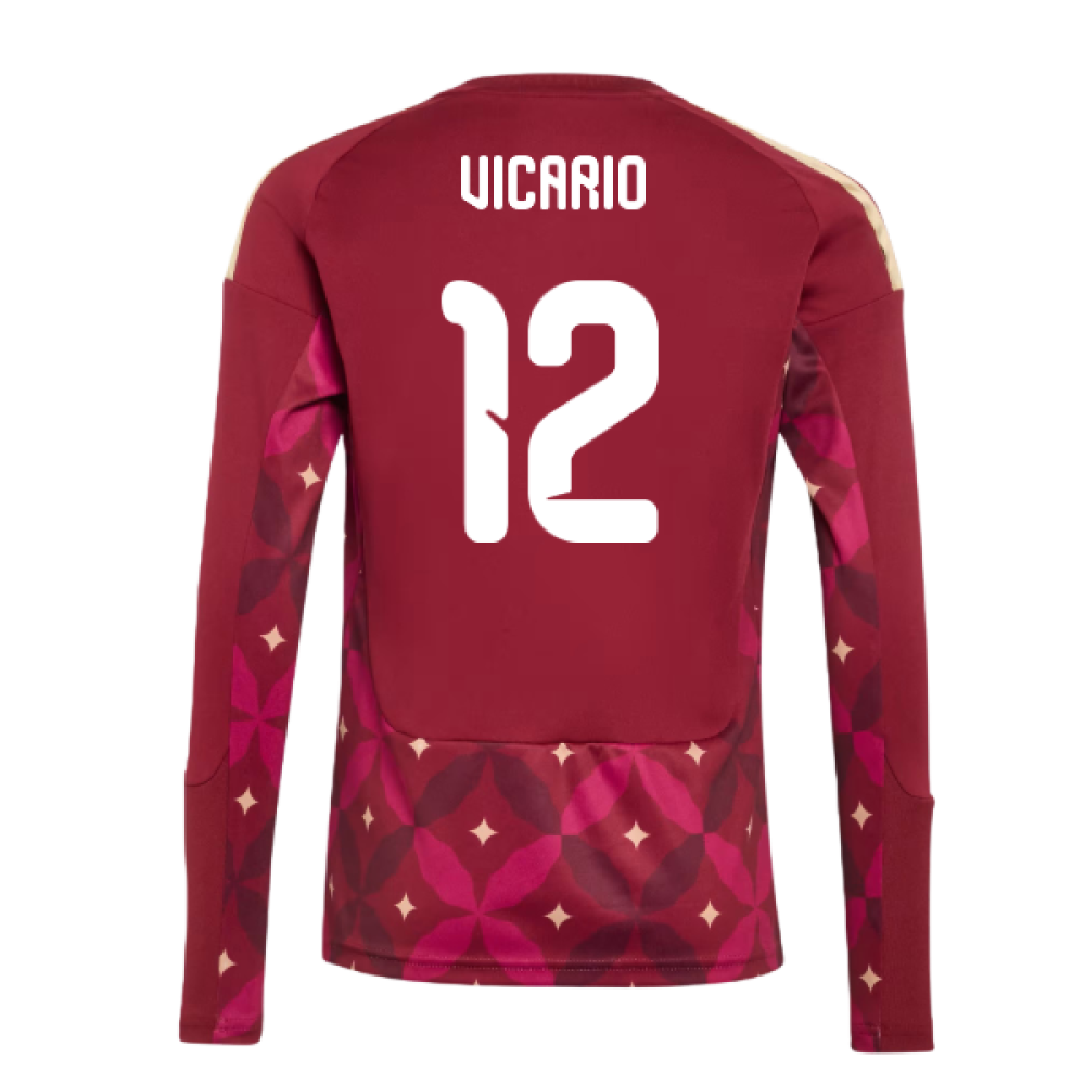 2026-2027 Italy Home Goalkeeper Shirt (Burgundy) - Kids (Vicario 12)