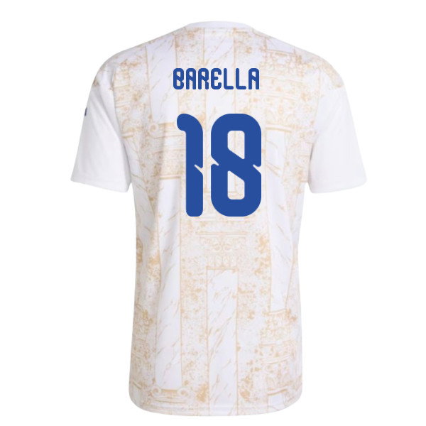 2026-2027 Italy Pre-Match Shirt (White) - Kids (Barella 18)