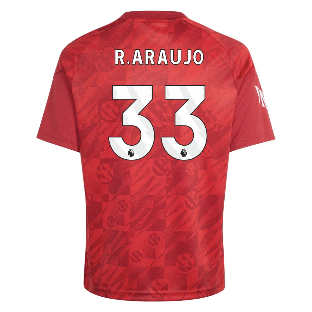 2026-2027 Liverpool Pre-Match Warm Up Shirt (Active Maroon) - Kids (R.Araujo 33)