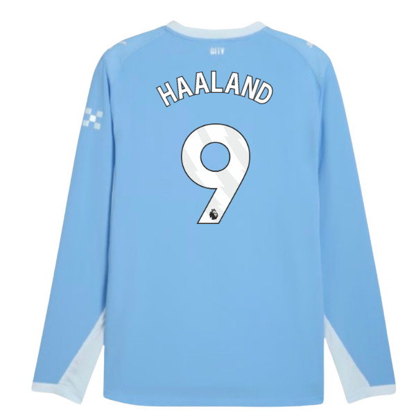 2026-2027 Man City Authentic Long Sleeve Home Shirt (Haaland 9)