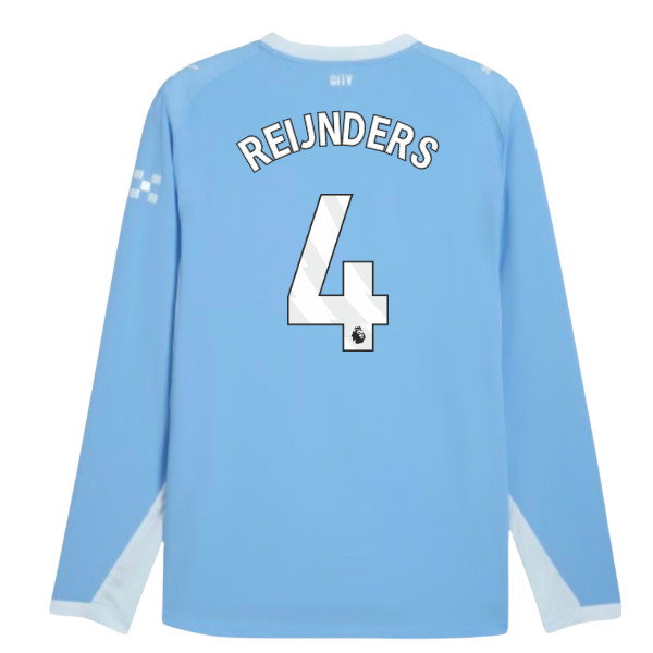 2026-2027 Man City Authentic Long Sleeve Home Shirt (Reijnders 4)