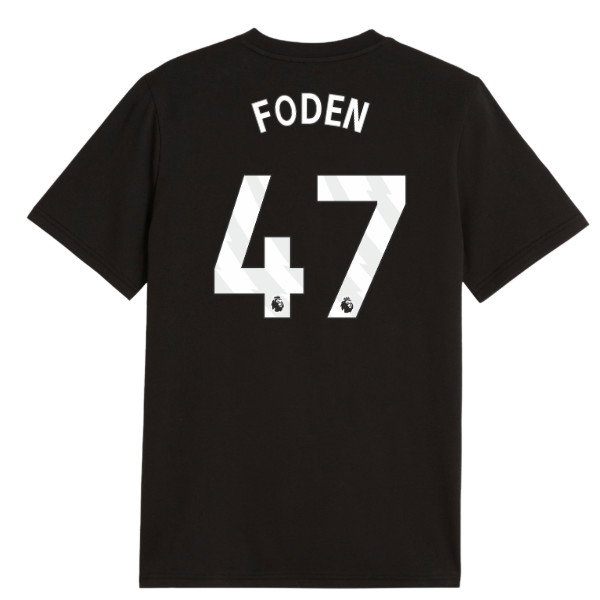 2026-2027 Man City FtblCulture Tee (Black) - Kids (Foden 47)