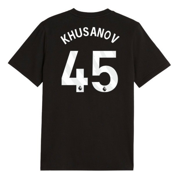 2026-2027 Man City FtblCulture Tee (Black) - Kids (Khusanov 45)