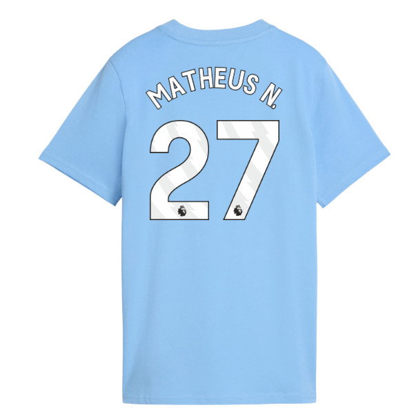 2026-2027 Man City FtblCulture Tee (Light Blue) - Kids (Matheus N. 27)