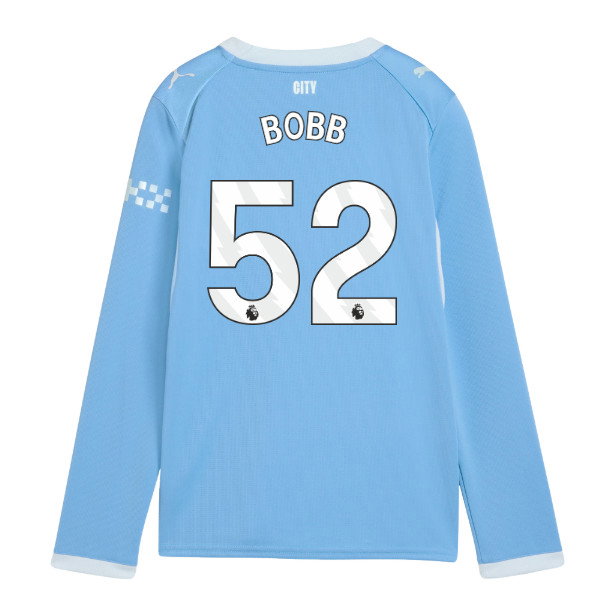 2026-2027 Man City Home Long Sleeve Shirt (Kids) (Bobb 52)