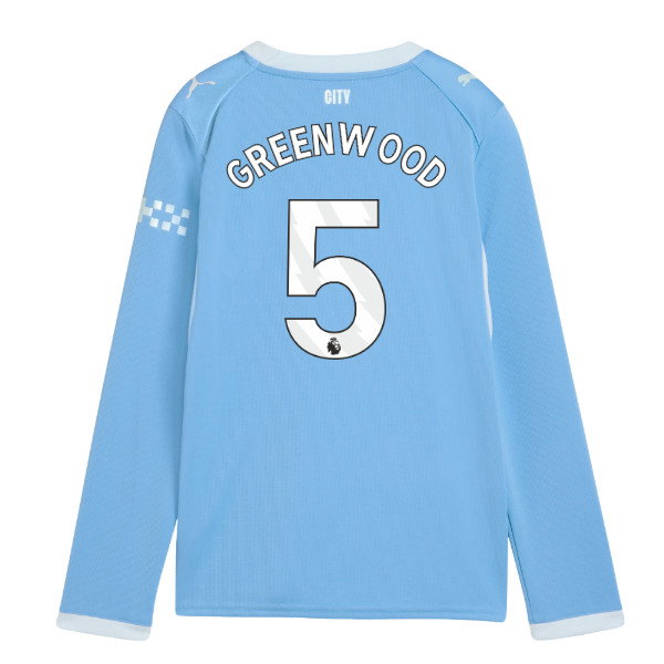 2026-2027 Man City Home Long Sleeve Shirt (Kids) (Greenwood 5)