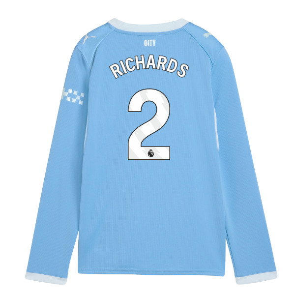 2026-2027 Man City Home Long Sleeve Shirt (Kids) (Richards 2)