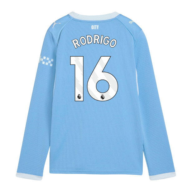 2026-2027 Man City Home Long Sleeve Shirt (Kids) (Rodrigo 16)