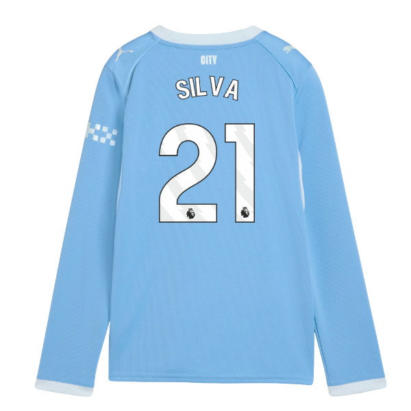 2026-2027 Man City Home Long Sleeve Shirt (Kids) (Silva 21)