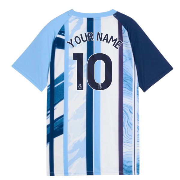 2026-2027 Man City Warm Up Jersey (White/Blazing Blue) - Kids (Your Name)