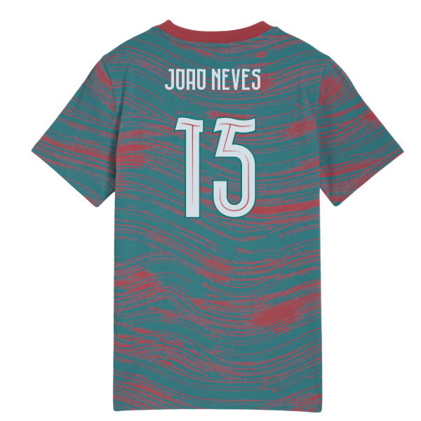 2026-2027 Portugal FtblCulture Tee AOP (Red-Green) - Kids (Joao Neves 15)