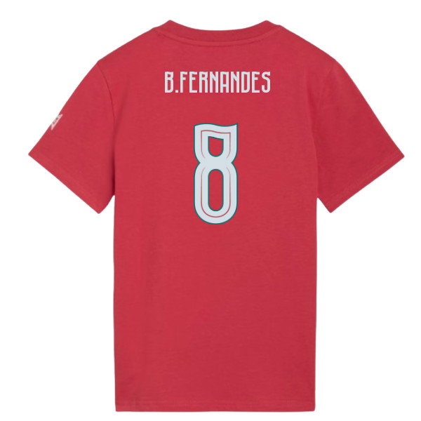 2026-2027 Portugal FtblCulture Tee (Red) - Kids (B.Fernandes 8)