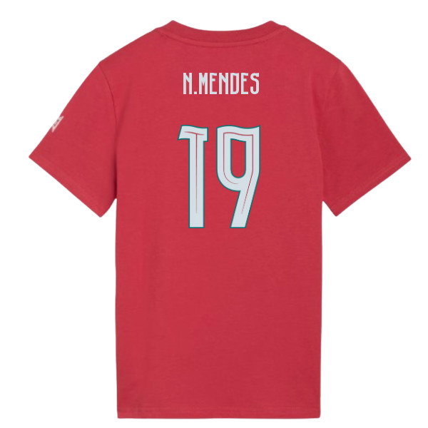2026-2027 Portugal FtblCulture Tee (Red) - Kids (N.Mendes 19)