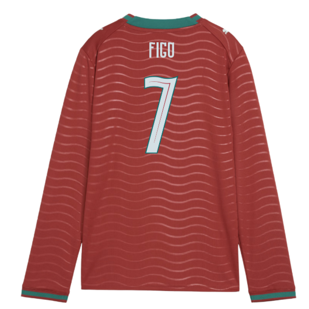 2026-2027 Portugal Long Sleeve Home Shirt (Kids) (Figo 7)