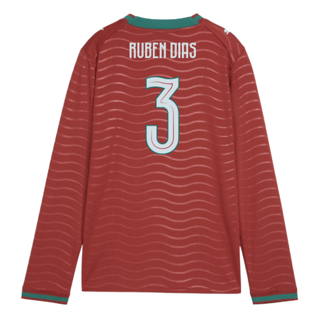 2026-2027 Portugal Long Sleeve Home Shirt (Kids) (Ruben Dias 3)
