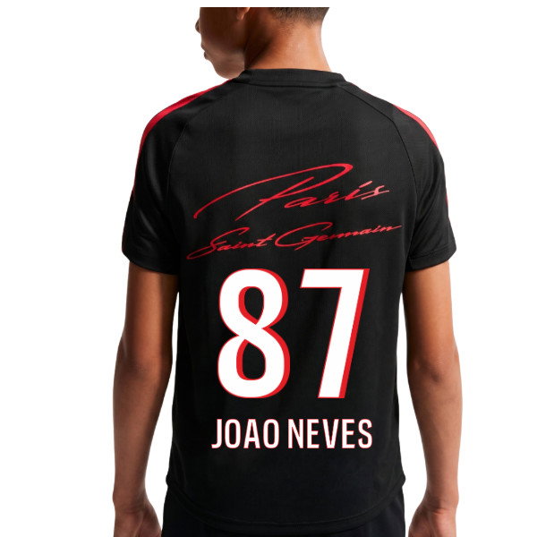 2026-2027 PSG Strike Training Shirt (Black) - Kids (Joao Neves 87)