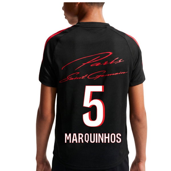 2026-2027 PSG Strike Training Shirt (Black) - Kids (Marquinhos 5)