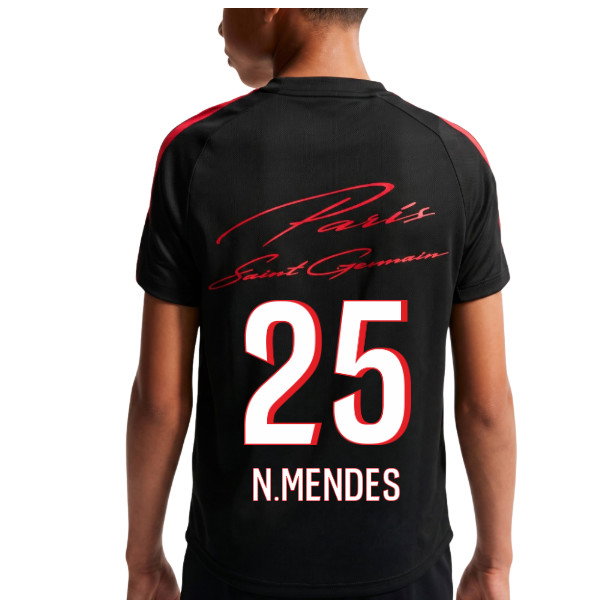 2026-2027 PSG Strike Training Shirt (Black) - Kids (N.Mendes 25)
