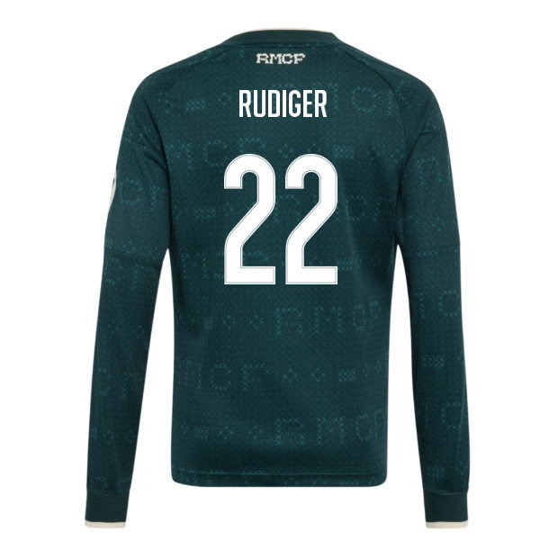 2026-2027 Real Madrid Away Long Sleeve Shirt (Kids) (Rudiger 22)