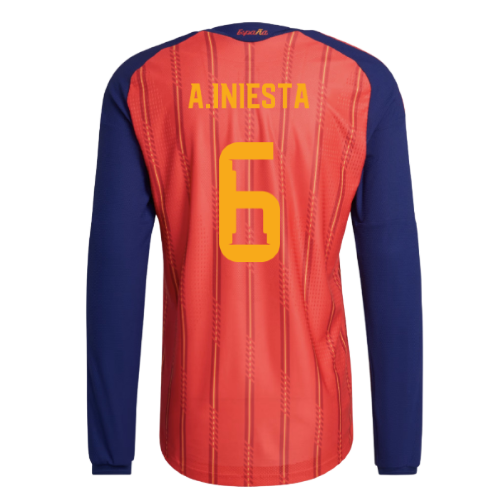 2026-2027 Spain Authentic Long Sleeve Home Shirt (A.Iniesta 6)