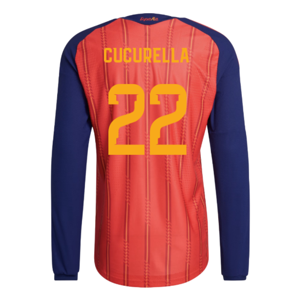 2026-2027 Spain Authentic Long Sleeve Home Shirt (Cucurella 22)