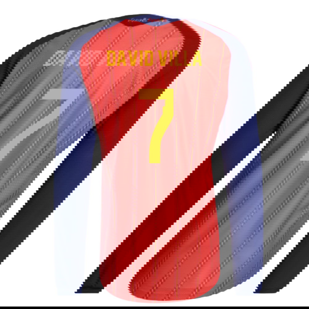 2026-2027 Spain Authentic Long Sleeve Home Shirt (David Villa 7)