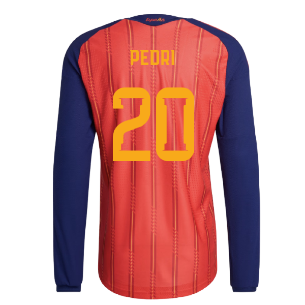 2026-2027 Spain Authentic Long Sleeve Home Shirt (Pedri 20)