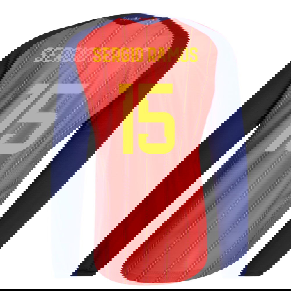 2026-2027 Spain Authentic Long Sleeve Home Shirt (Sergio Ramos 15)