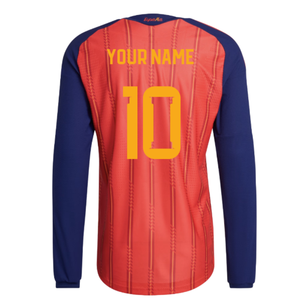 2026-2027 Spain Authentic Long Sleeve Home Shirt (Your Name)