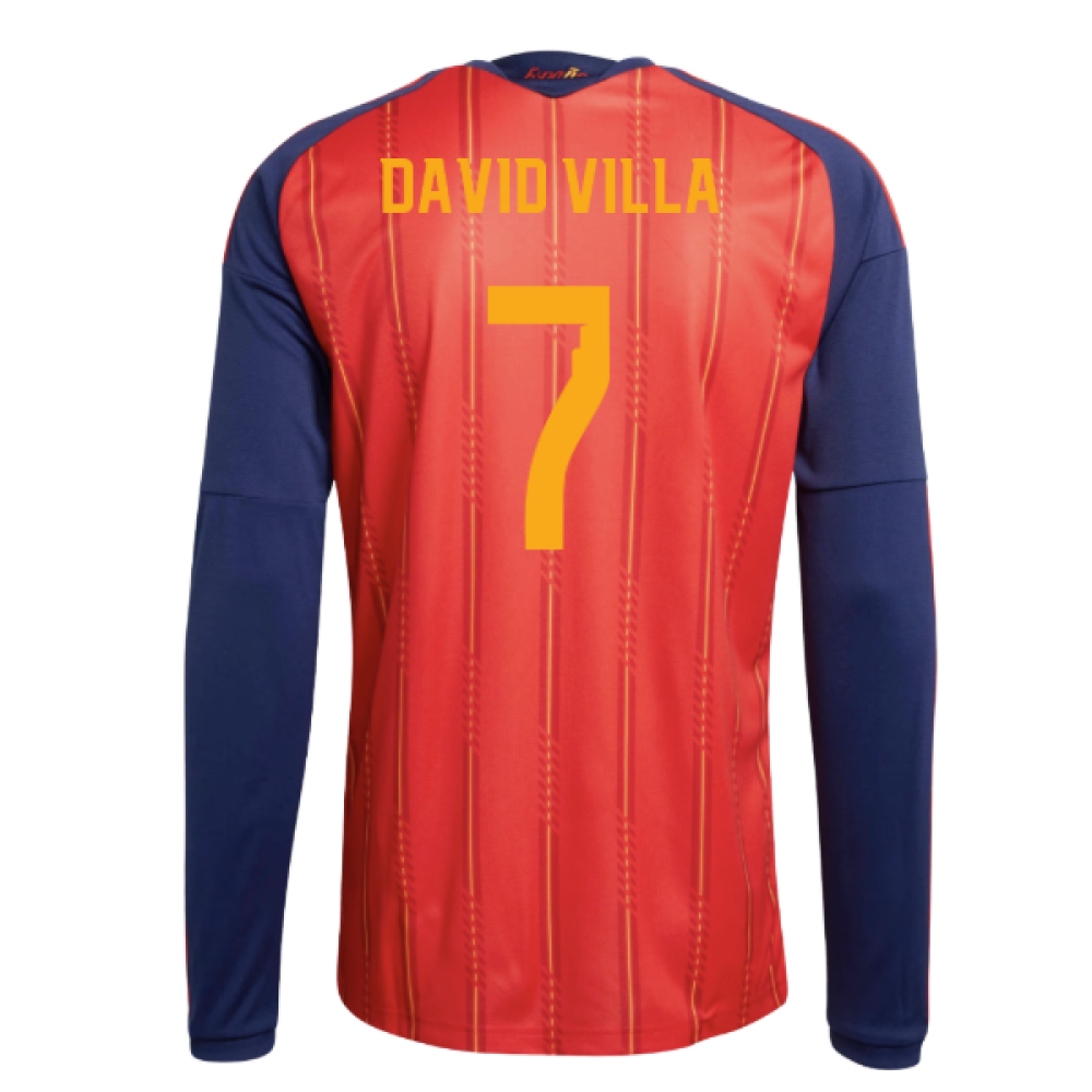 2026-2027 Spain Long Sleeve Home Shirt (David Villa 7)