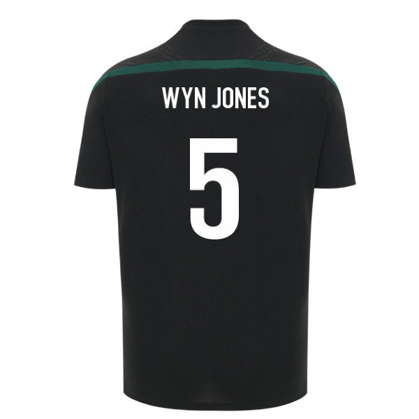 2026-2027 Wales WRU Rugby Player Training Shirt (Black) - Kids (Wyn Jones 5)