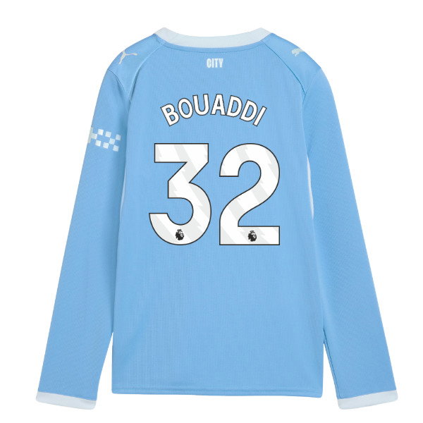 2026-2027 Man City Home Long Sleeve Shirt (Kids) (Bouaddi 32)