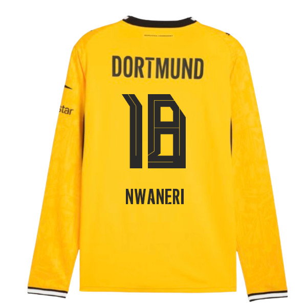 2026-2027 Borussia Dortmund Long Sleeve Home Shirt (Nwaneri 18)