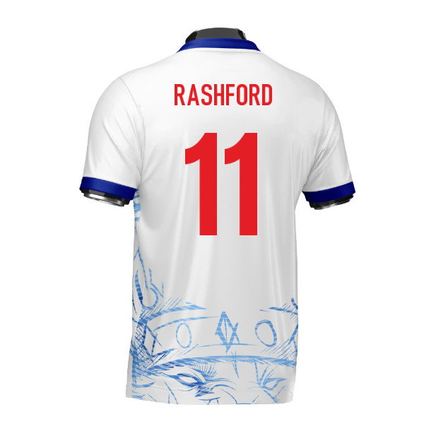 England Heritage Football Jersey White/Blue (Wolvate) Adult Short Sleeve (Rashford 11)