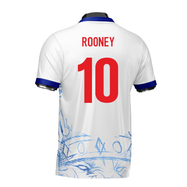 England Heritage Football Jersey White/Blue (Wolvate) Adult Short Sleeve (Rooney 10)