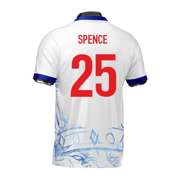 England Heritage Football Jersey White/Blue (Wolvate) Adult Short Sleeve (Spence 25)