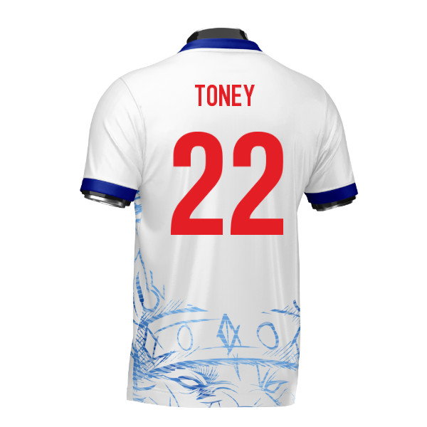England Heritage Football Jersey White/Blue (Wolvate) Adult Short Sleeve (Toney 22)