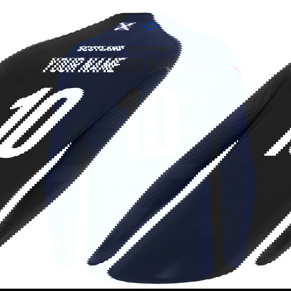 2025-2026 Scotland Rugby Training Poly LS Shirt (Navy) (Your Name)