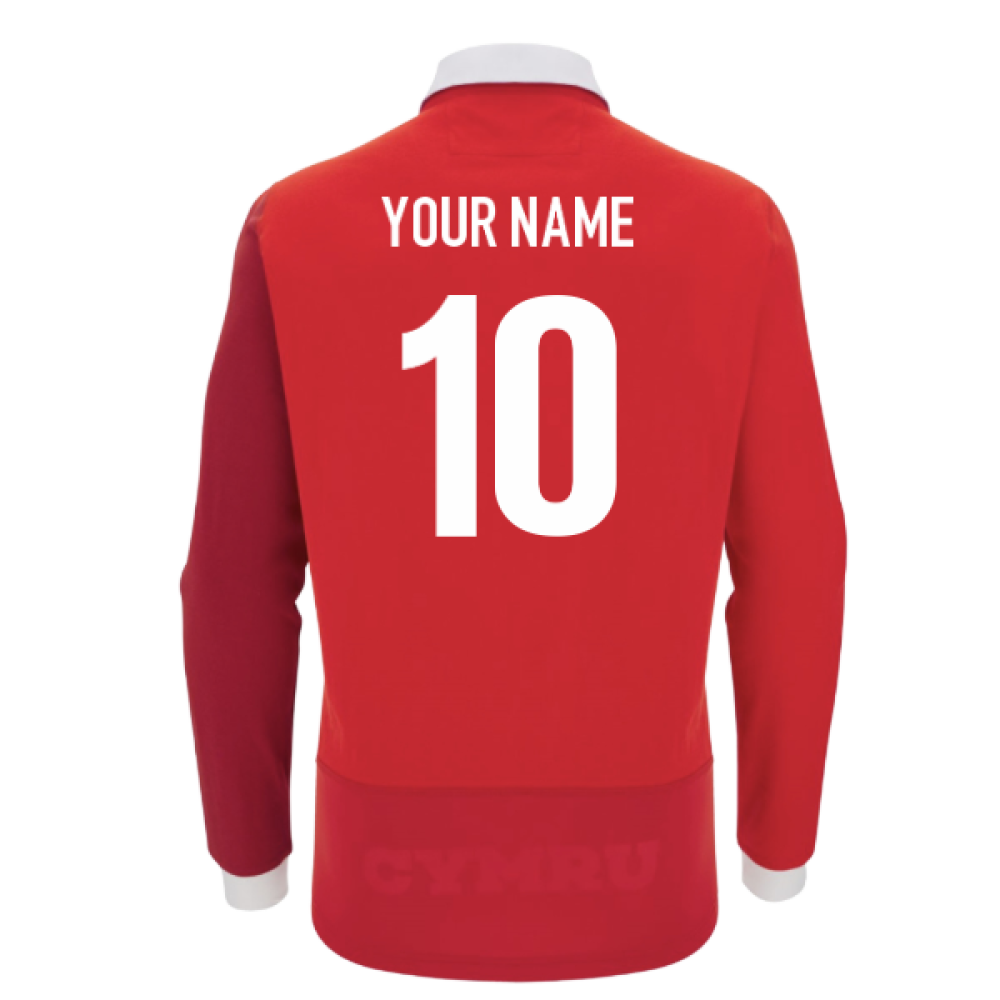 2025-2026 Wales Home Cotton LS Rugby Shirt (Your Name)