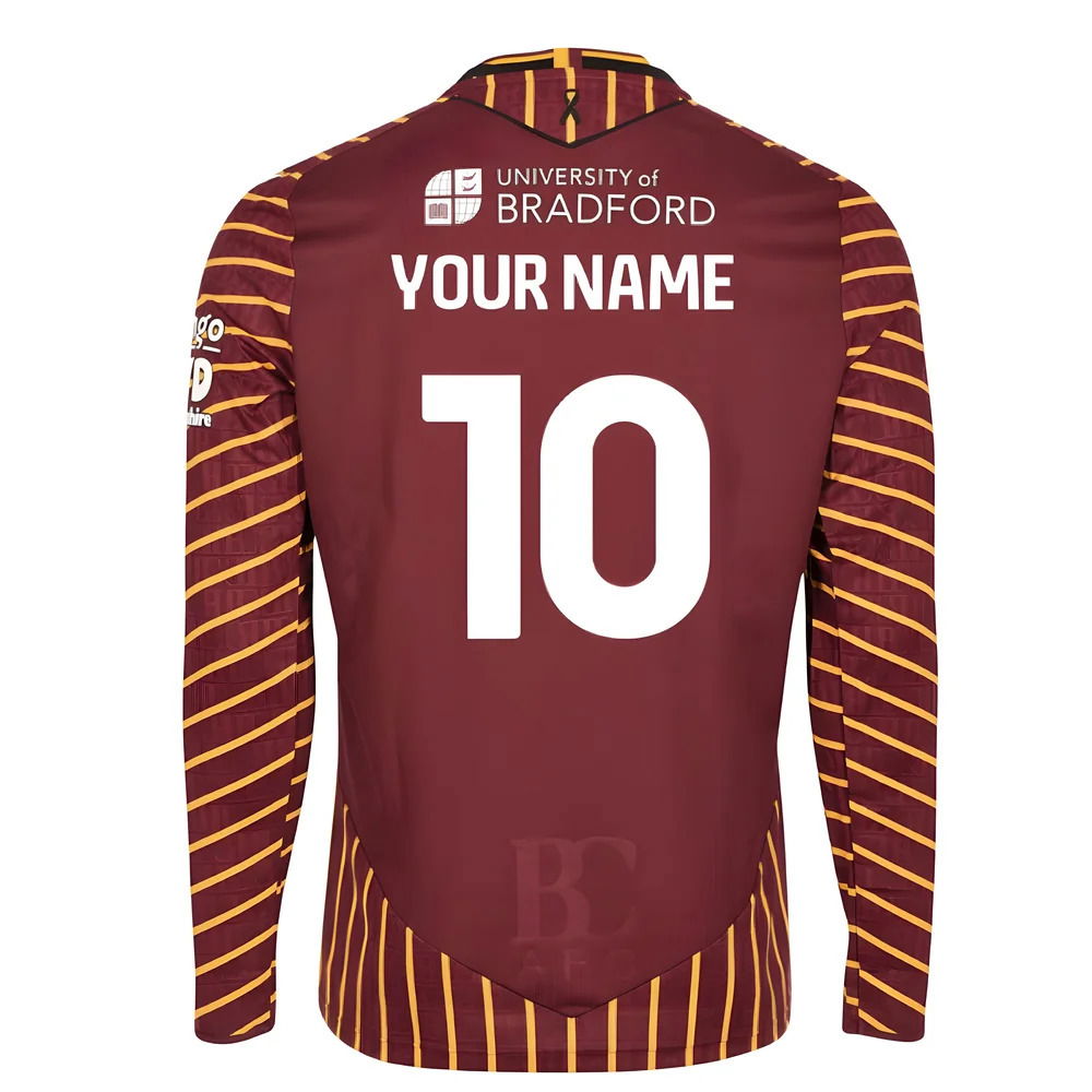 2025-2026 Bradford City Home Shirt Long Sleeve (Your Name)