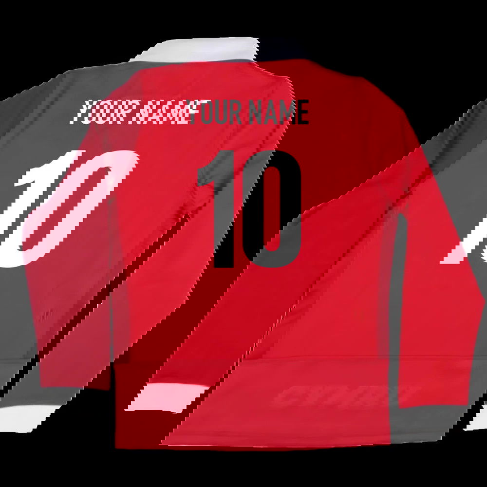 2025-2026 Wales WRU Home LS Cotton Rugby Shirt (Kids) (Your Name)