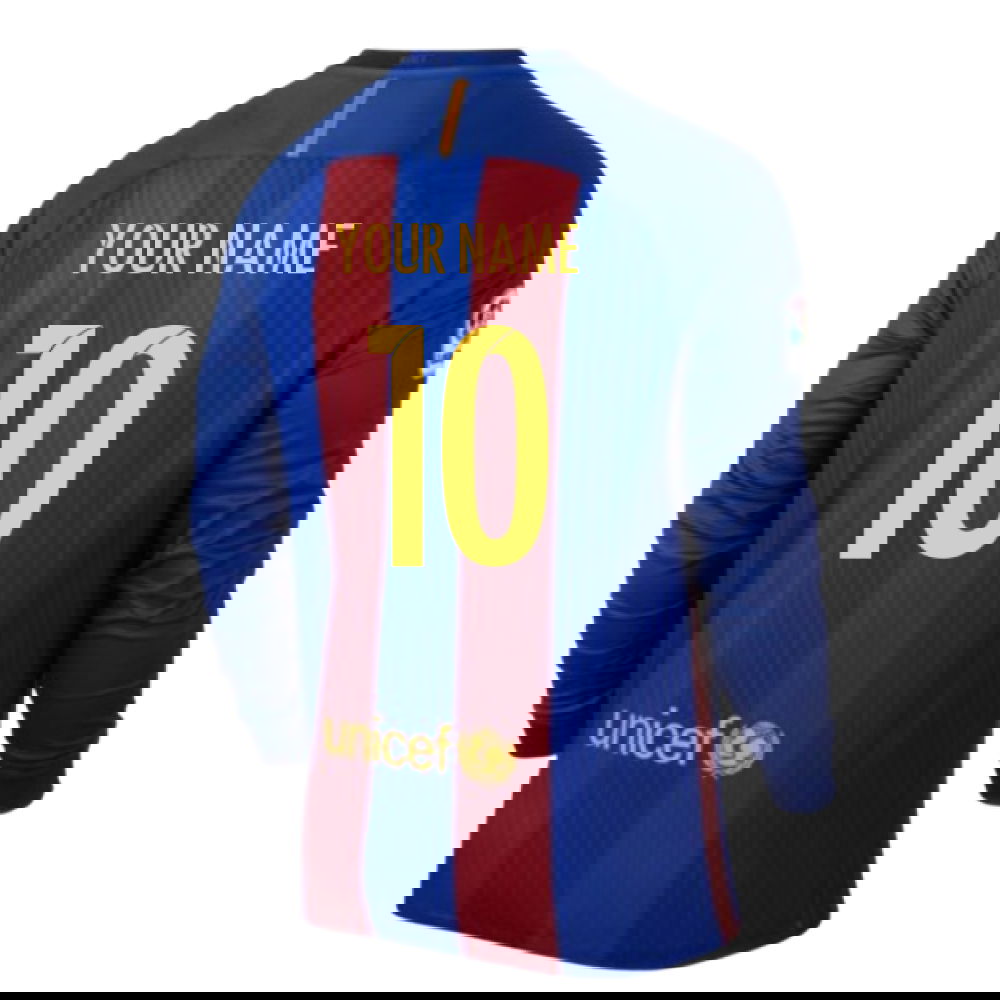 2015-2016 Barcelona Long Sleeve Home Shirt (Your Name)