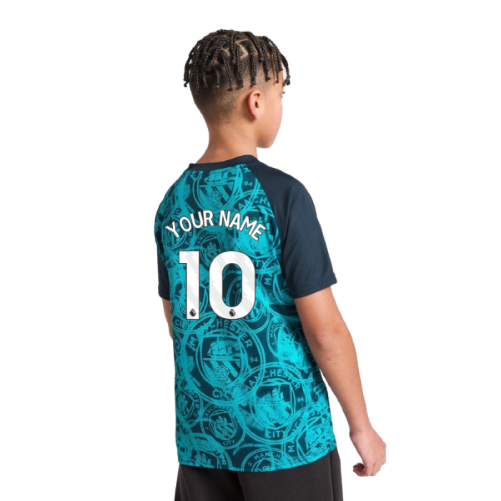 2025-2026 Man City Warm Up Jersey (Deep Navy) - Kids (Your Name)