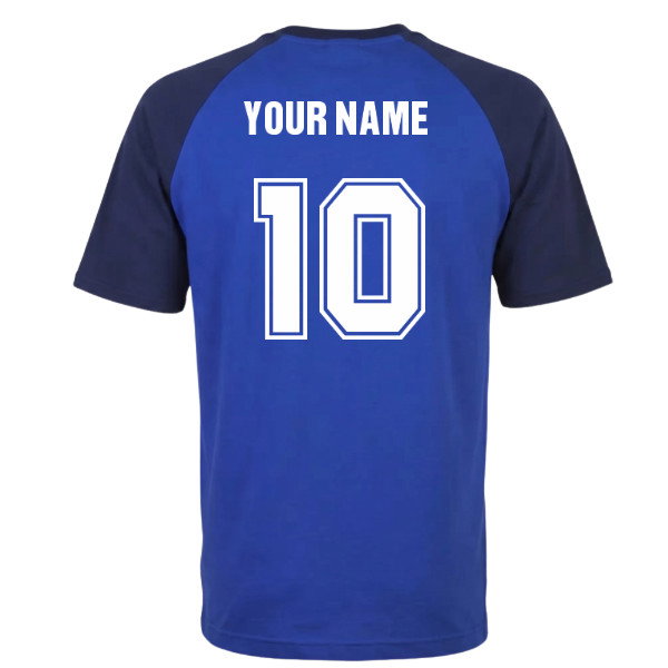 Kids France Raglan Sleeve Royal/Navy T-Shirt (Your Name)