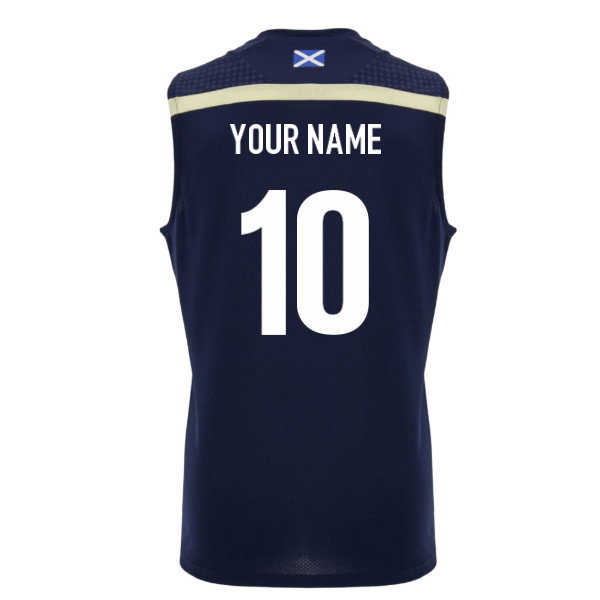 2026-2027 Scotland Rugby Poly Sleeveless Shirt (Navy) - Kids (Your Name)