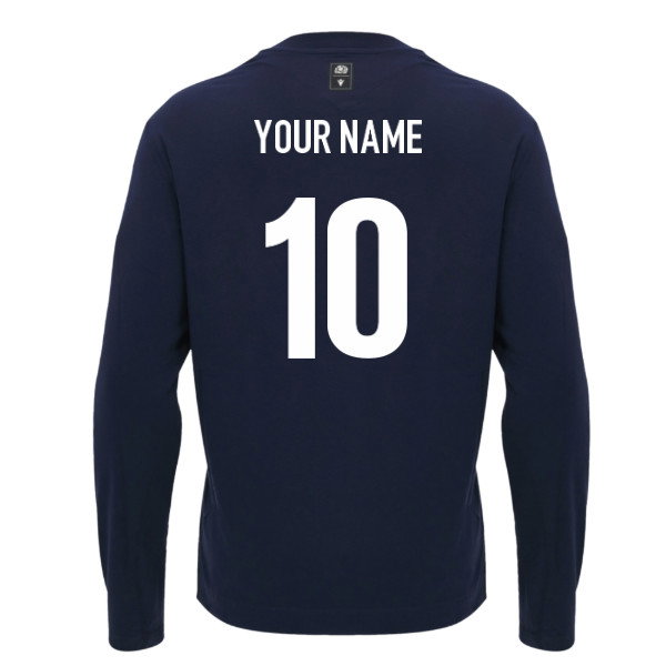 2026-2027 Scotland Rugby Ath LS Cotton Tee (Navy) (Your Name)