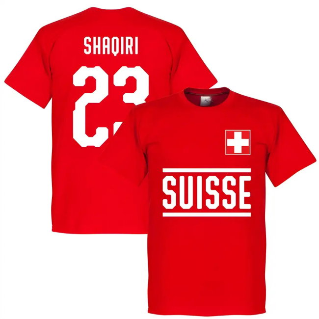Switzerland Shaqiri 23 Team T-Shirt - Red
