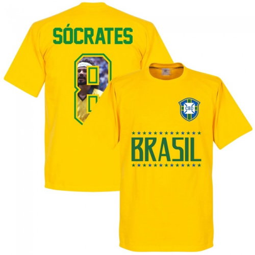 Brazil Socrates 8 Gallery Team T-Shirt - Yellow