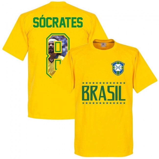 Brazil Socrates 8 Gallery Team T-Shirt - Yellow