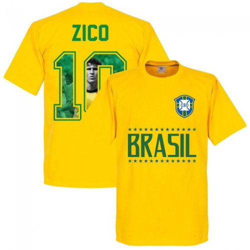 Brazil Zico 10 Gallery Team T-Shirt - Yellow